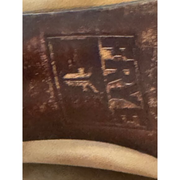 Frye Simone Cuff Mid-Calf Leather Natural Tan Boots With Stacked Heel.Size 8 - Picture 11 of 13